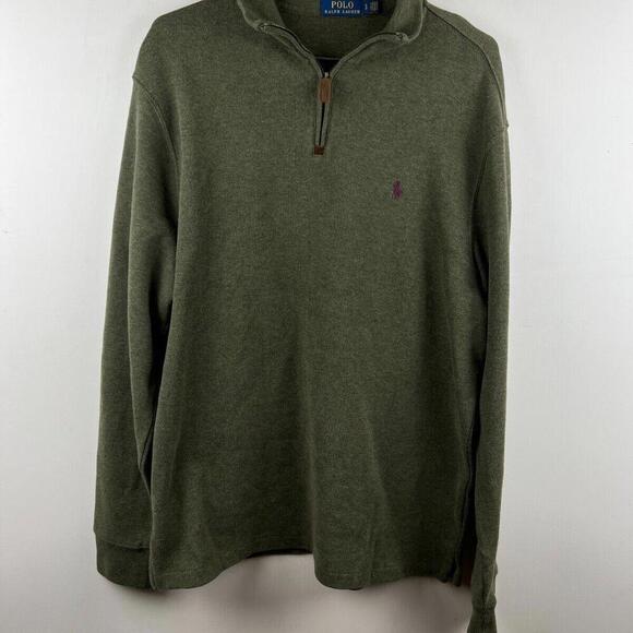 Ralph Lauren Other - Polo Ralph Lauren Sweater Adult Large Olive 1/4 Zip Pullover Mock Neck Cotton